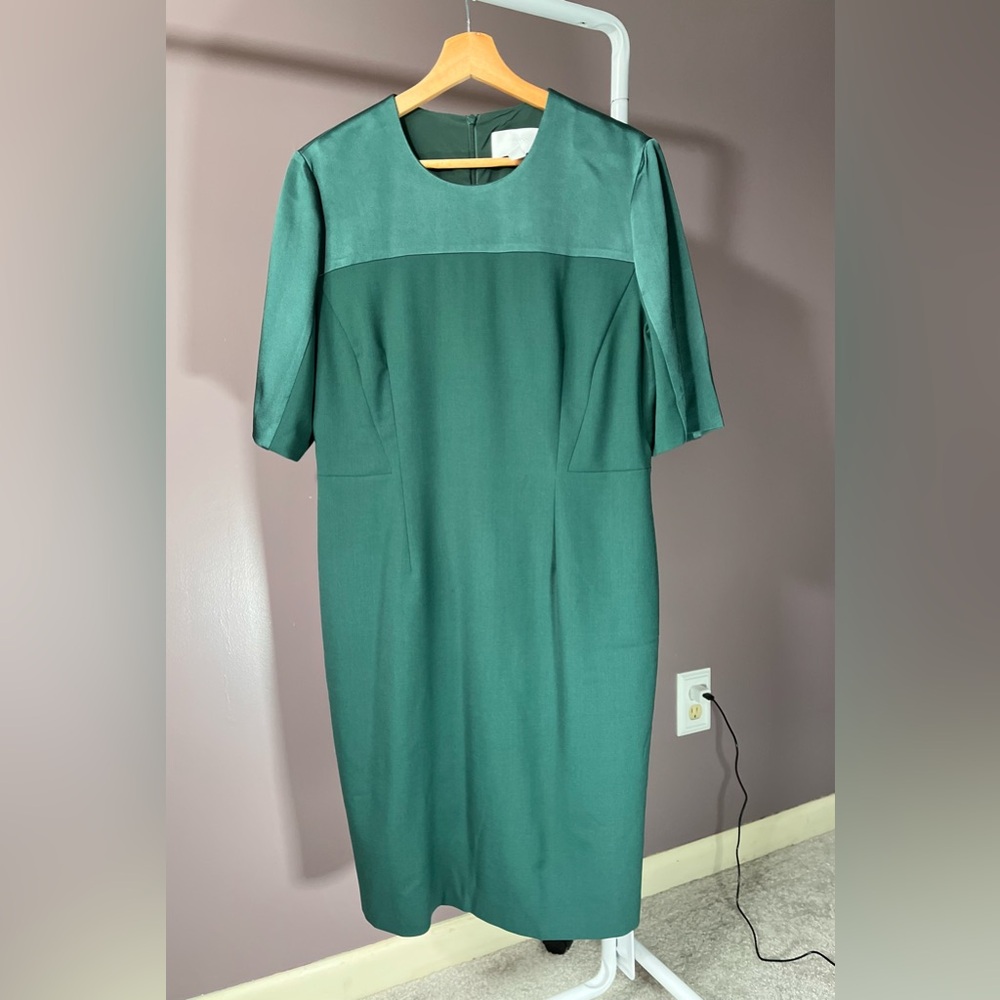 HUGO BOSS Danufa Dress Size 10 Green Virgin Wool